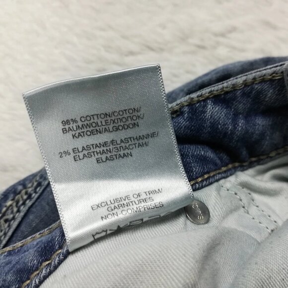 Women's blue denim light wash mid-rise elastic - Picture 7 of 8